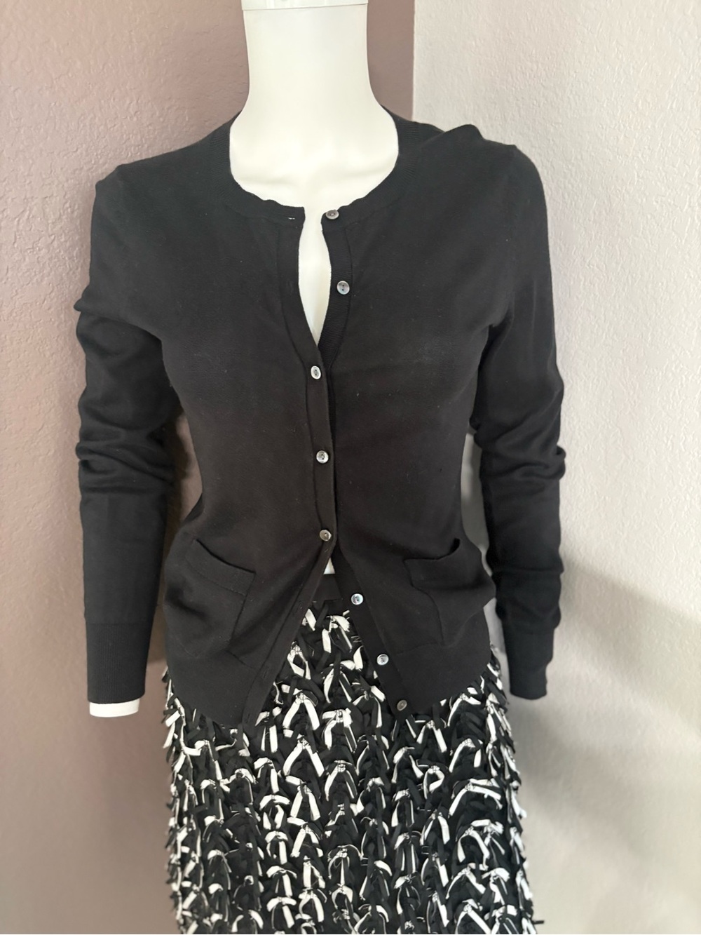 Banana Republic Black Button Cardigan with Front Pockets